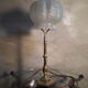 Large brass lamp and its moulded glass in the shape of a bell, art deco style 1930 electrici