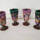 Set of 4 mazagrans (glass cups) signed Morvan Gaston Gaubier 60s