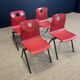 Set of 4 Galvanitas S30 raspberry red / gray steel chairs from the 70s