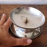 Pair of Low Silver Metal Candlesticks – Twisted Rope Decor