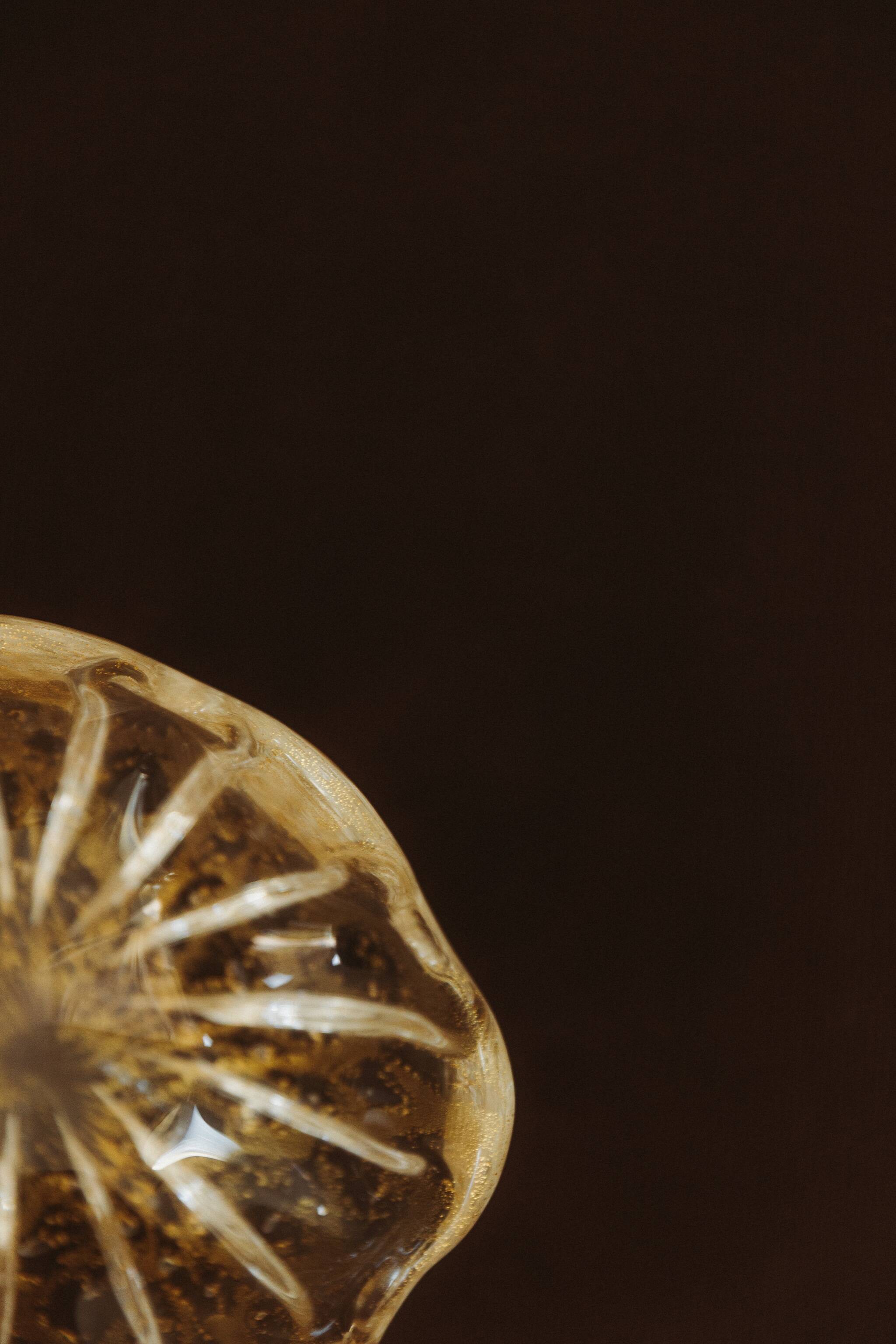 Clear Murano glass bowl with gold powder, 20th century