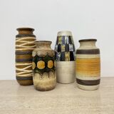 Set of 4 ceramic scheurich west Germany vases , 1970s