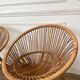 Paire de fauteuils corbeille en rotin , années 50-60