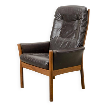 G-Möbel Chocolate Brown Leather Scandinavian Lounge Chair, Sweden, 1960s.