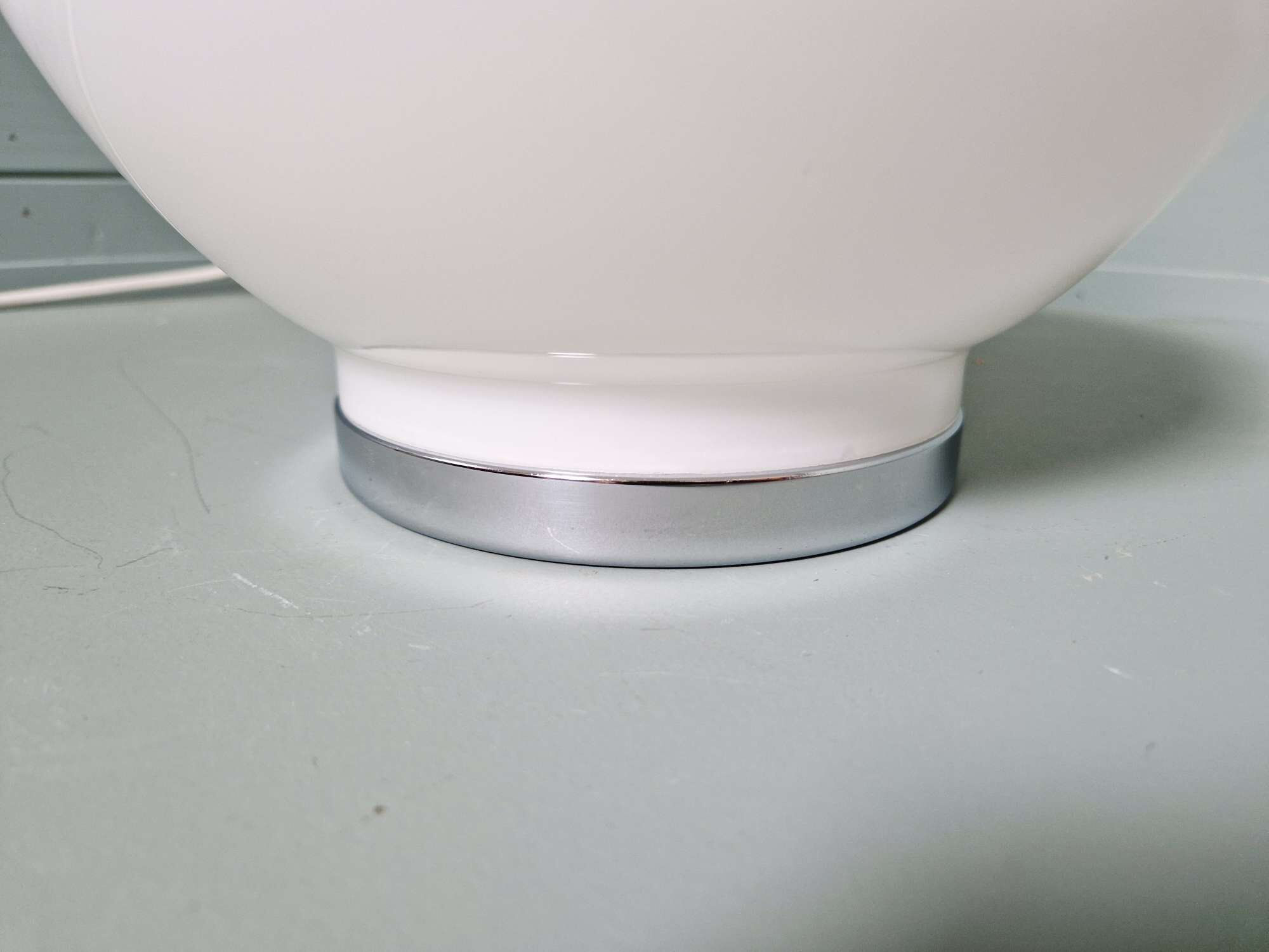 Space Age table lamp in white opaline and chrome metal, 1970