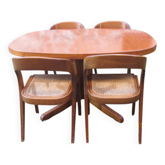 salle à manger scandinave (table + 4 chaises "gondole") vintage Baumann