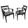 Art Deco Armchairs in Black Lacquer and Black-Creme Fabric, 1925