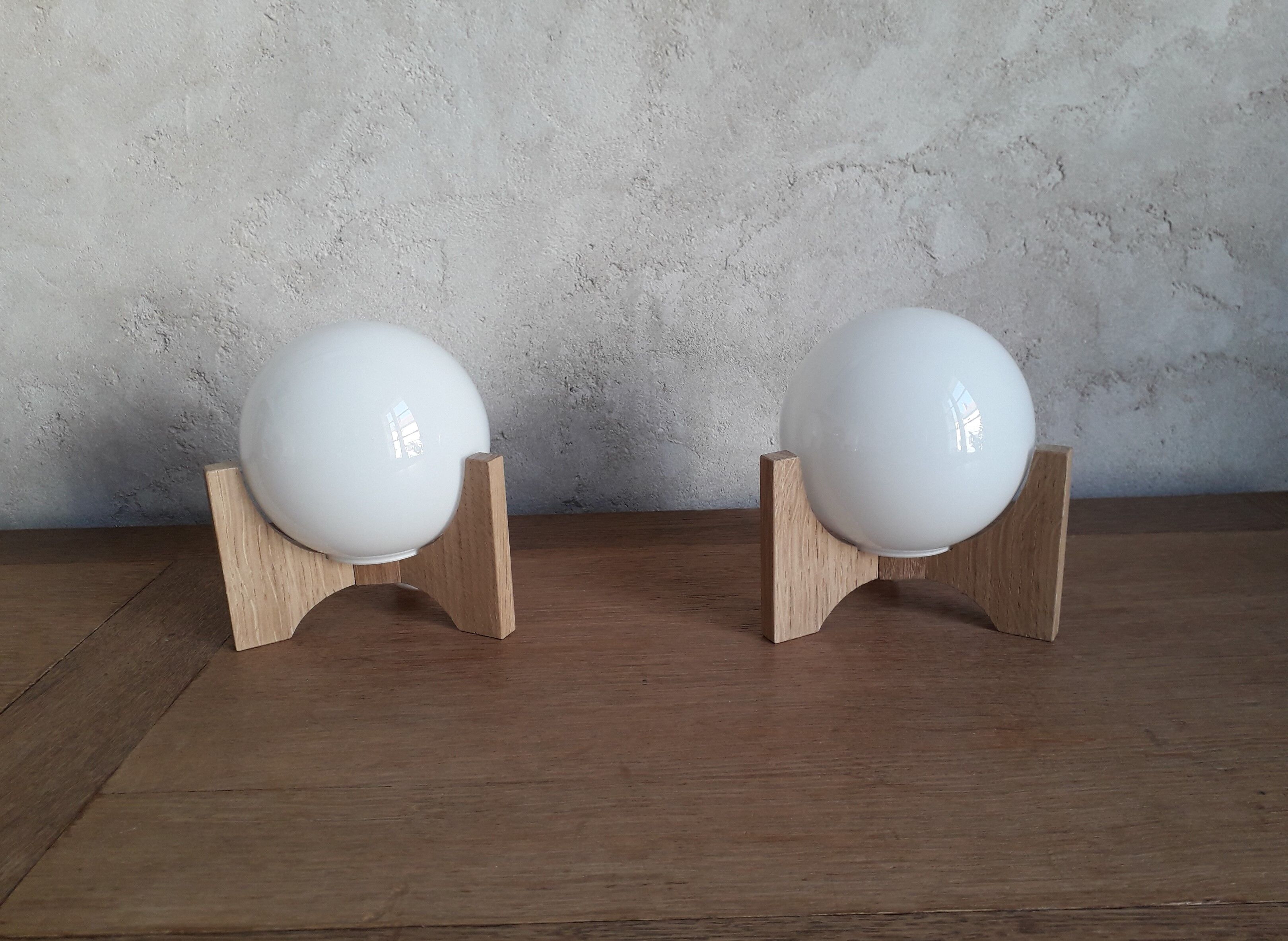 Pair of opaline bedside lamps