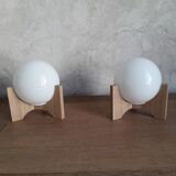 Pair of opaline bedside lamps