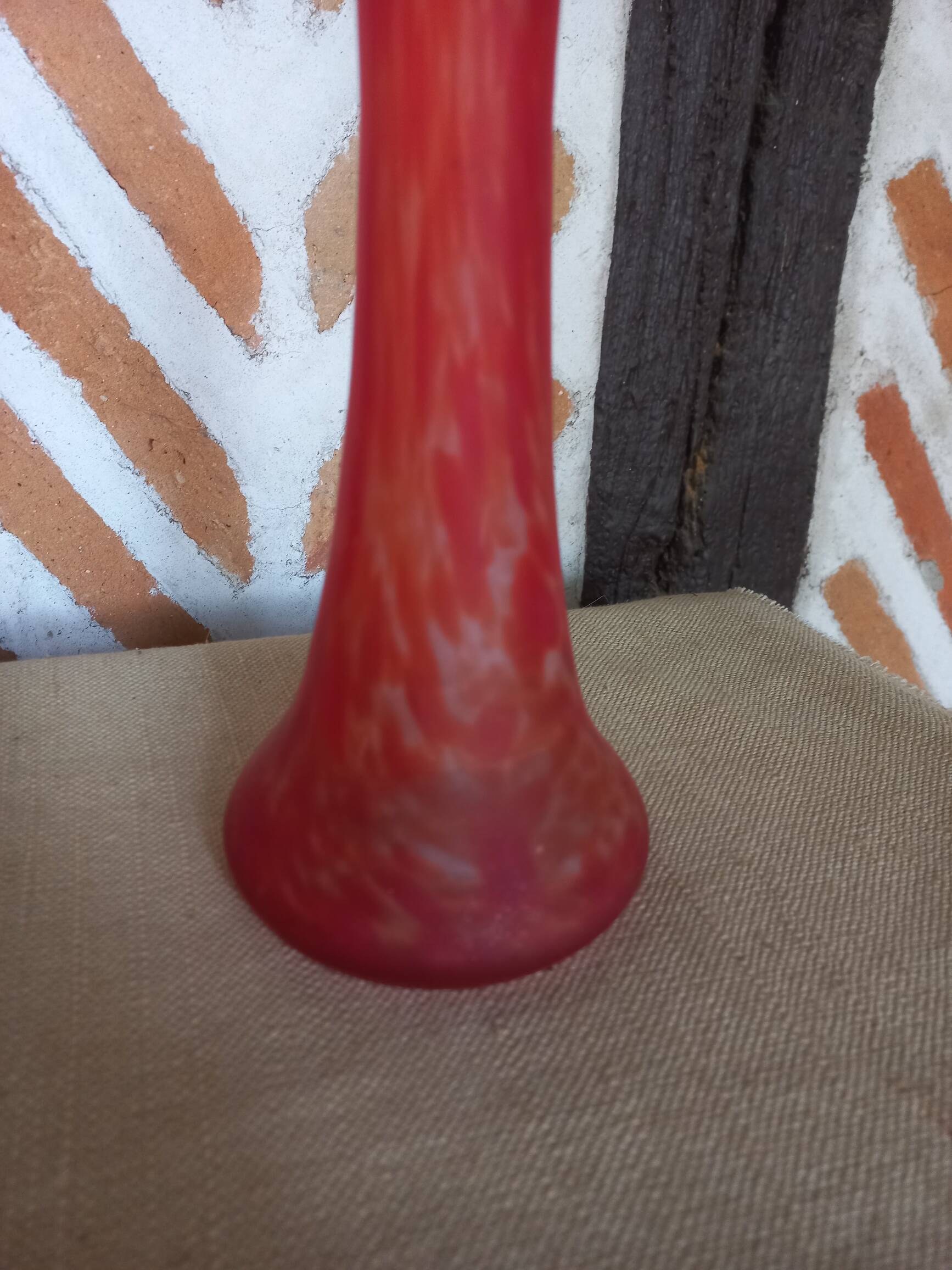 Red glass paste vase
