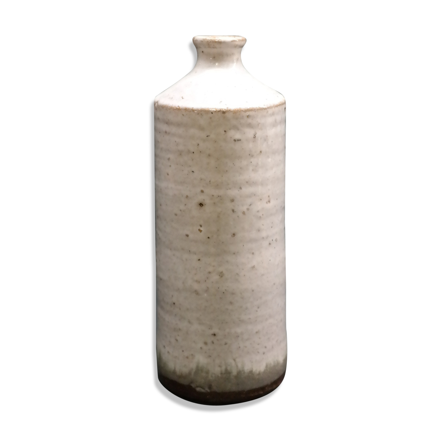 White enamelled sandstone bottle-shaped vase