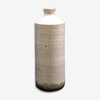 White enamelled sandstone bottle-shaped vase