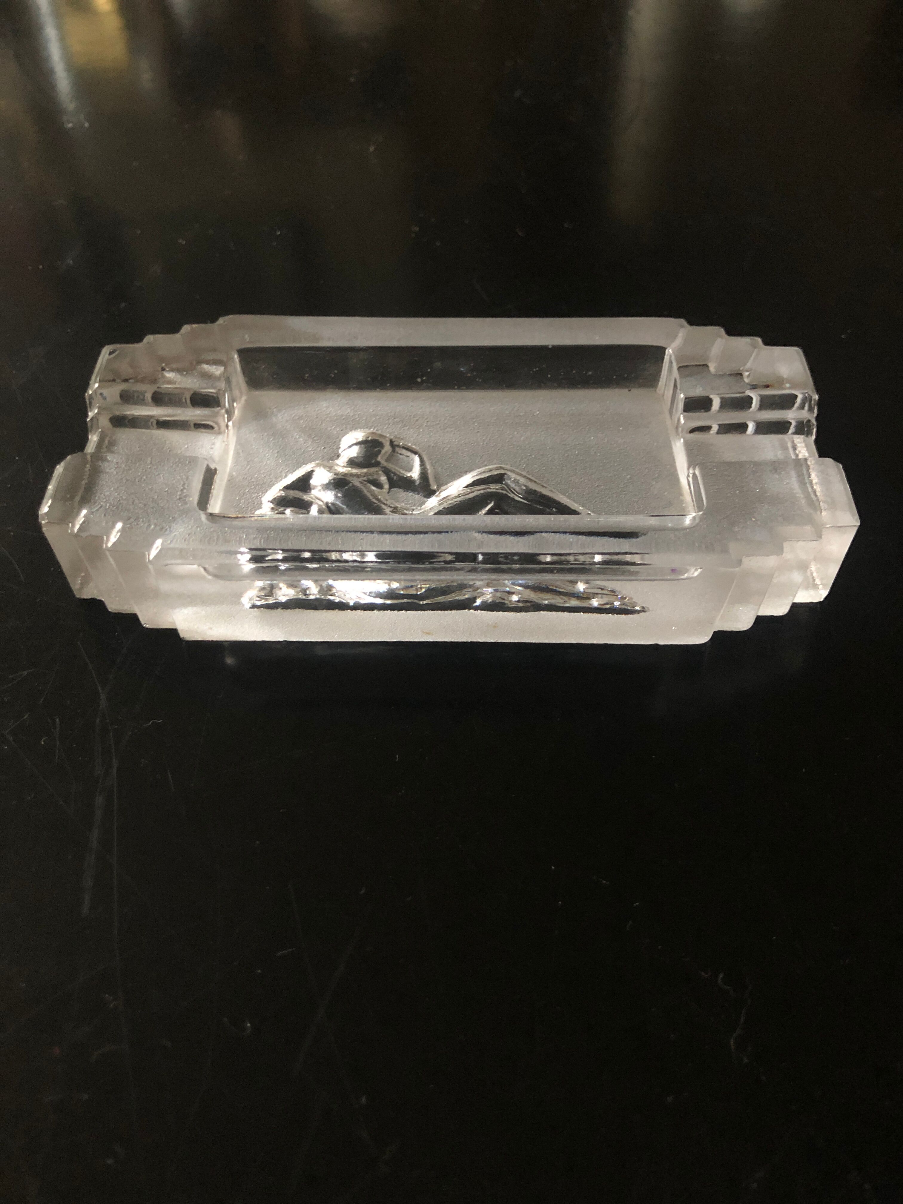 Art deco pressed glass ashtray