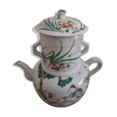 Antique Chinese enameled porcelain teapot with famille rose decoration