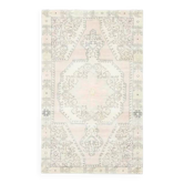 1970s Vintage Turkish Oushak Handmade Wool Cotton Pink Area Rug 130x211