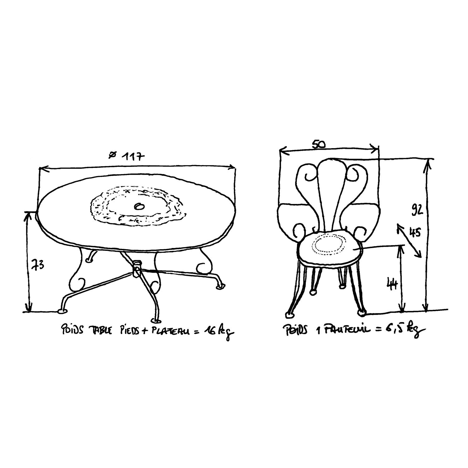 Blue white garden table and armchairs set
