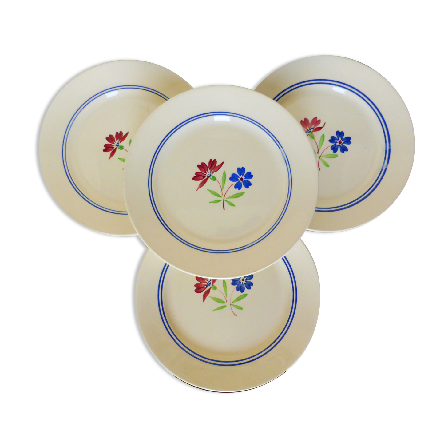 4 assiettes plates vintage de la manufacture de K&G Luneville modèle Mat en porcelaine 210742