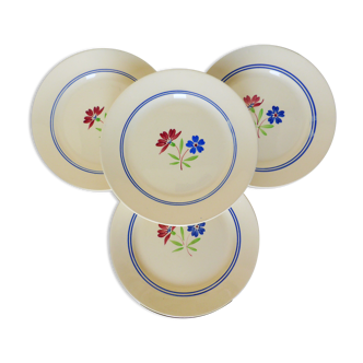 4 vintage flat plates from the manufacture of K&G Luneville model Mat in porcelain 210742