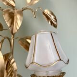 Vintage two-light wall lamp in gold metal with vintage art deco globes