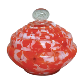 Bonbonnière en verre style Bohemian Czech spatter glass