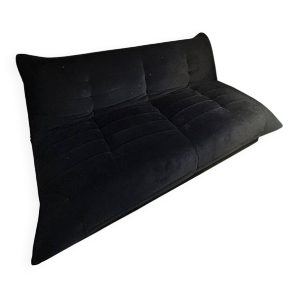 Canapé convertible noir style togo en daim — Beyit