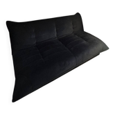Black Togo style suede convertible sofa