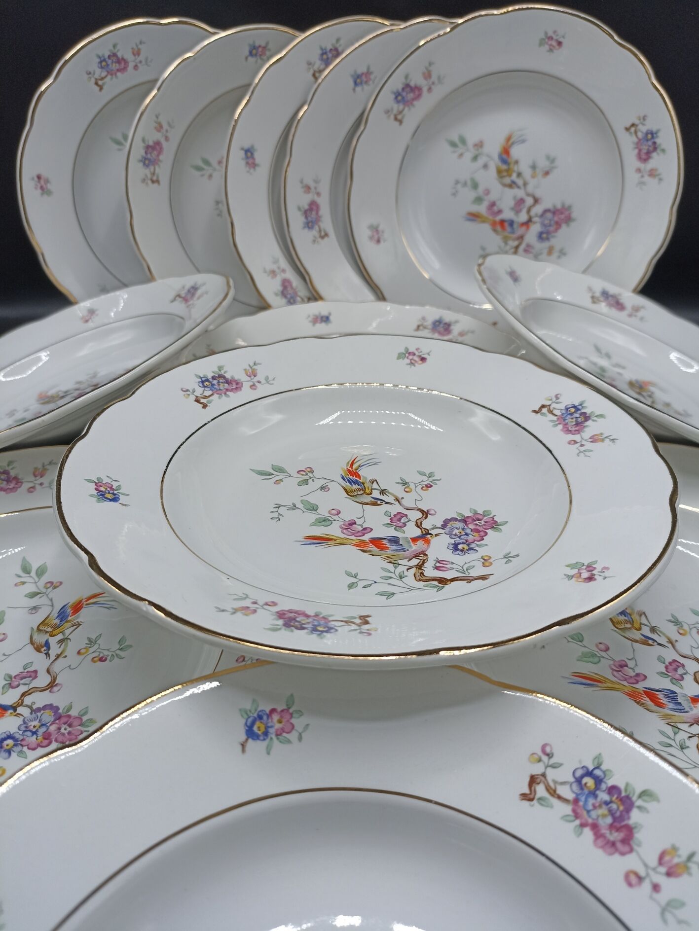 12 hollow plates Badonviller KG Lunéville - Birds