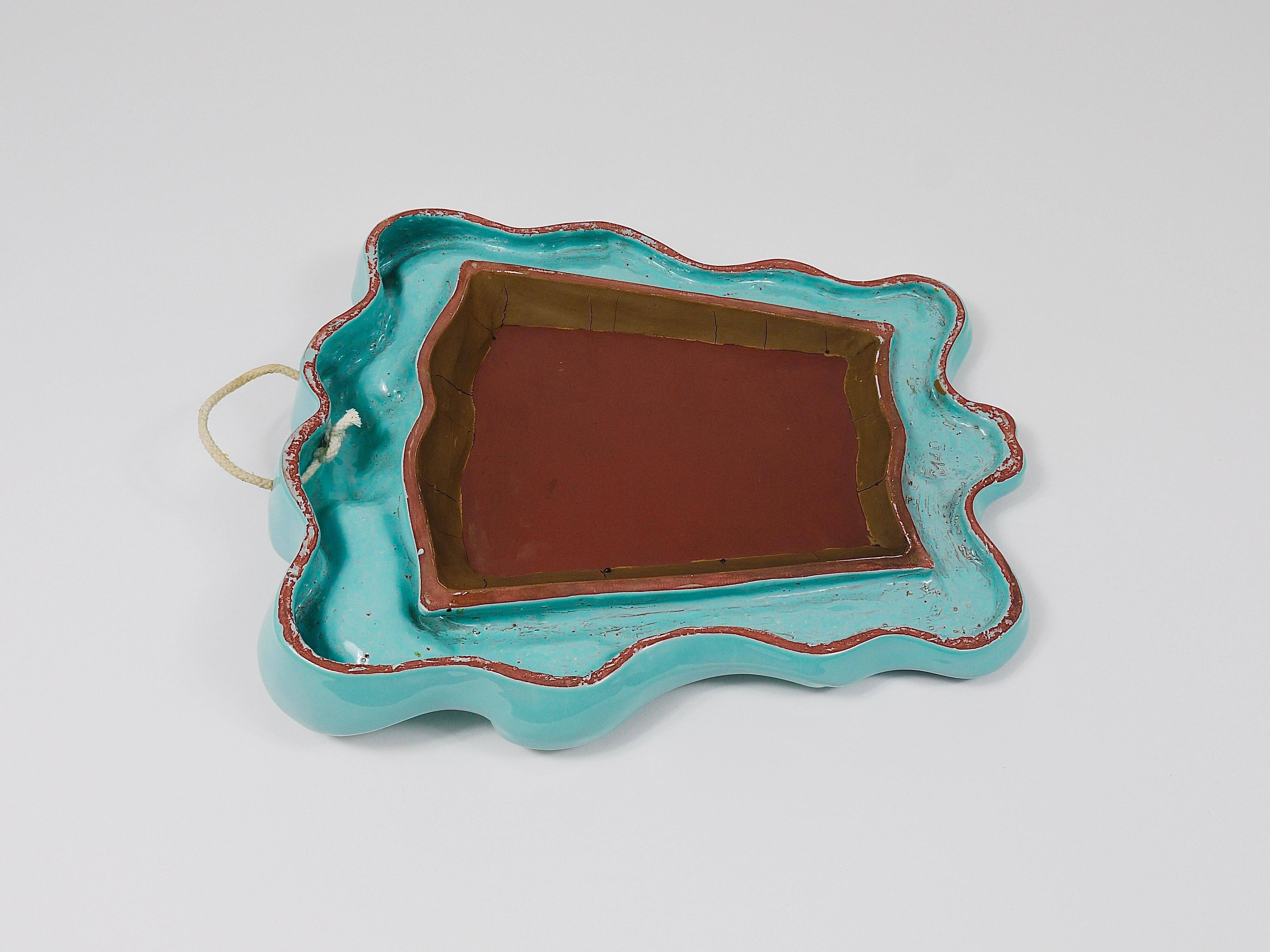 Art Deco wall mirror Theatre in terracotta by Gmundner Keramik, Austria, 1930s