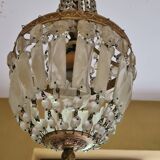 Lustre montgolfière, pampilles, ancien