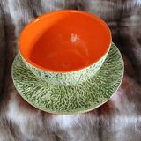 Old pottery ice bucket in majolica