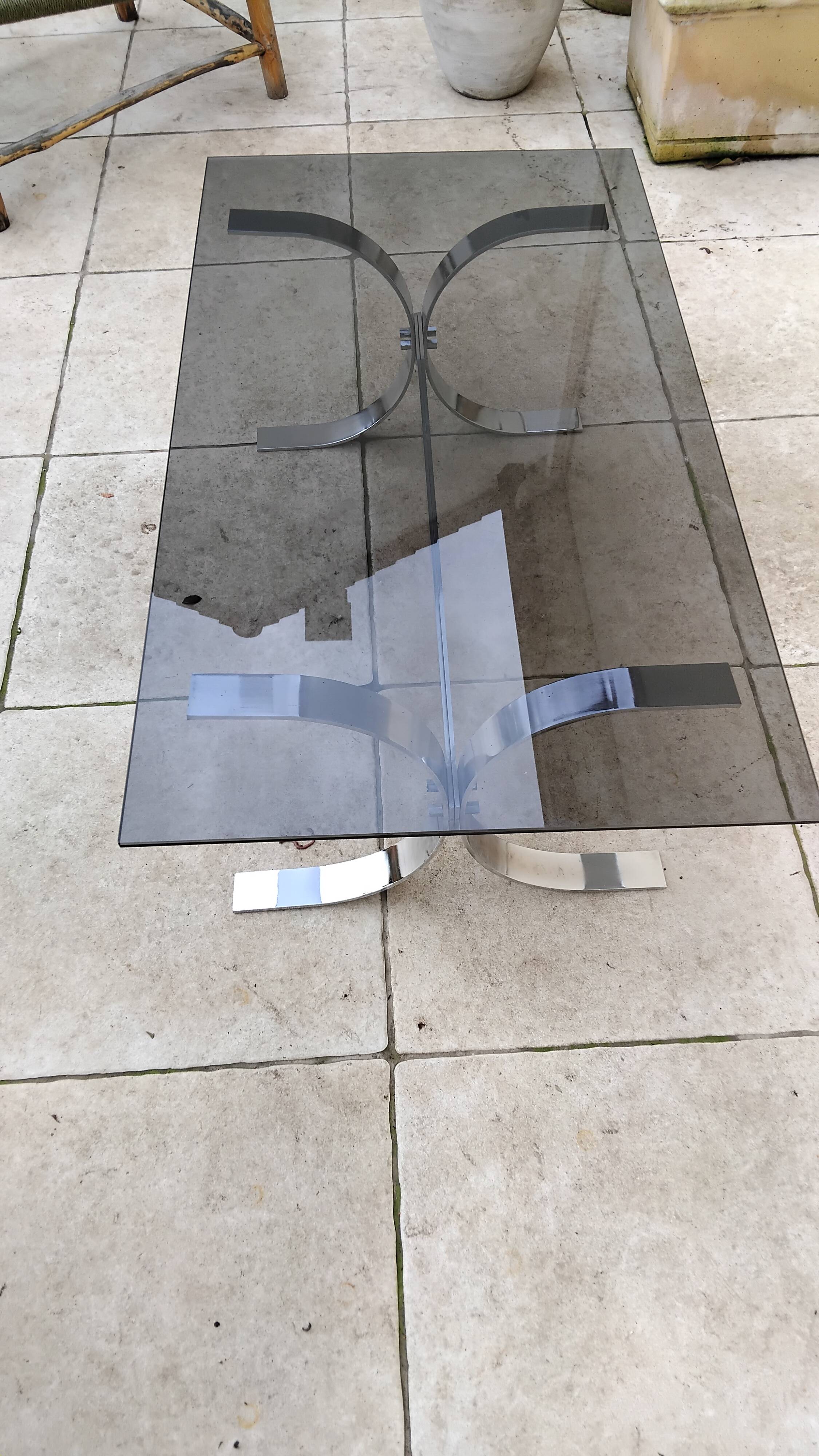 Vintage Design Coffee Table Smoked Glass, Chrome 19