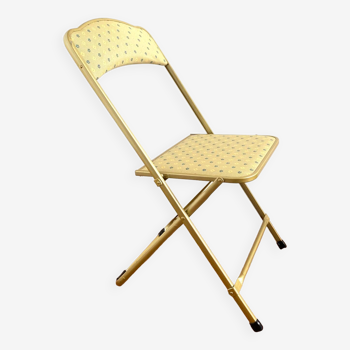 Chaise plainte vintage upcyclée - flower jaune vert