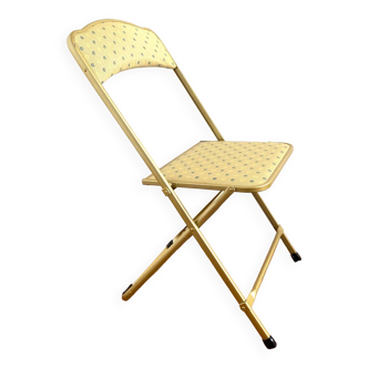 Chaise plainte vintage upcyclée - flower jaune vert