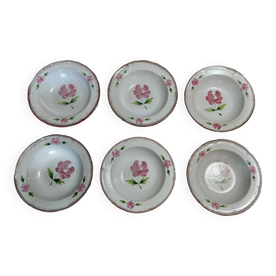 Assiettes creuses série de six grès Niderviller décor Cassandre XXème
