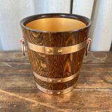 Champagne bucket in oak and brass, signed