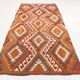Red & Green Tribal Handmade Turkish Kilim Rug, 163x316Cm