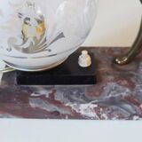French Art Deco hunting dog on a marble base with a switched lamp.