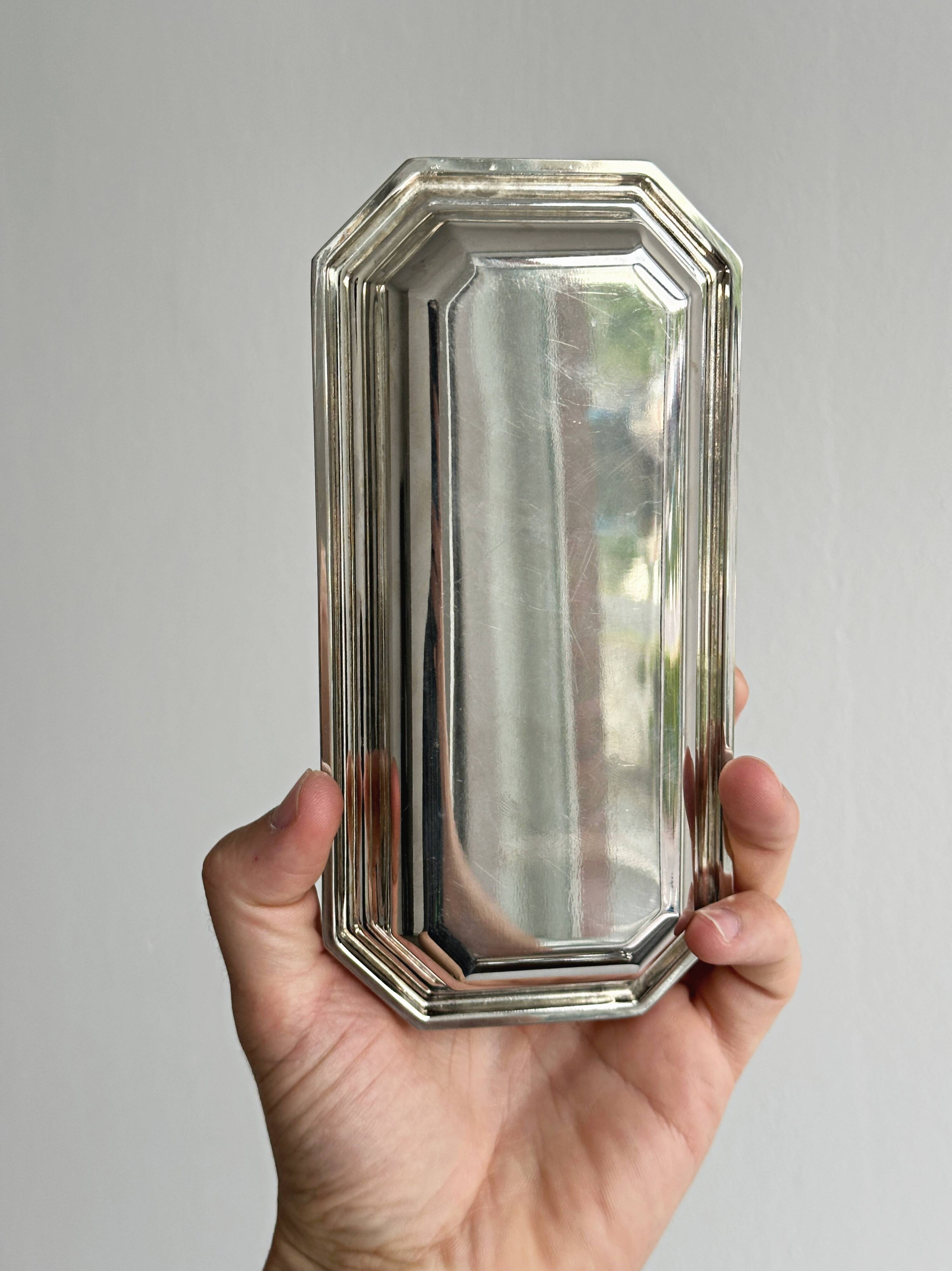 Vintage silver-plated metal butter dish