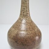 Vase soliflore pansu grès pyrité signé