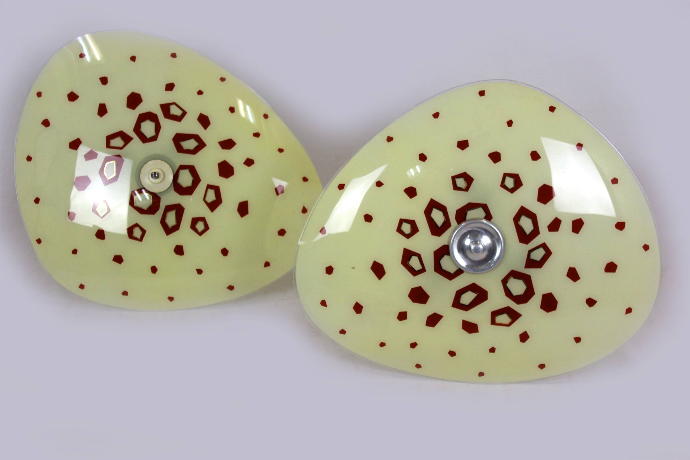 Large Vintage Czechoslovakian Opaline Glass Pendant Lights, 1970s, Set of 2