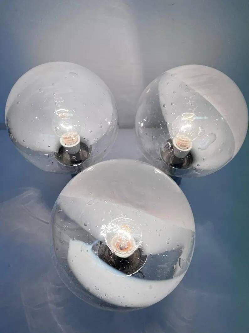 Rare XXL Mid Century Art Glass Wall Hotel Light / Lamp - Around 1970s