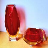 Sommerso vase prism, Flavio Poli, Murano 1970