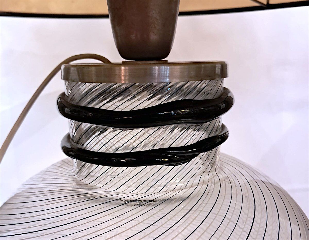 Fratelli Toso, Murano glass vase converted into a lamp, 20th century.