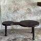 Large coffee table, minimalist tripod side table in solid teak with double.