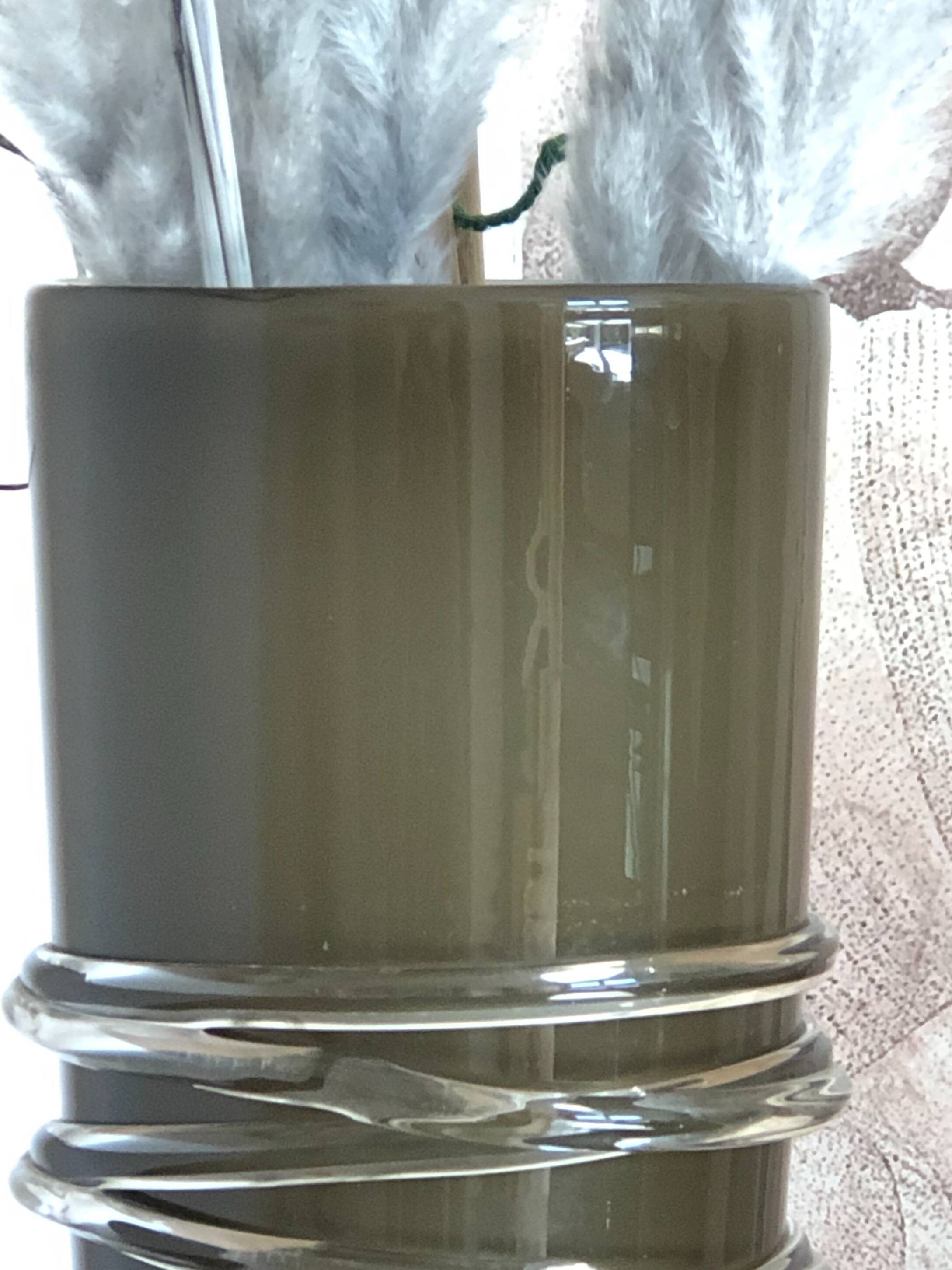 Vase en verre, vert / gris