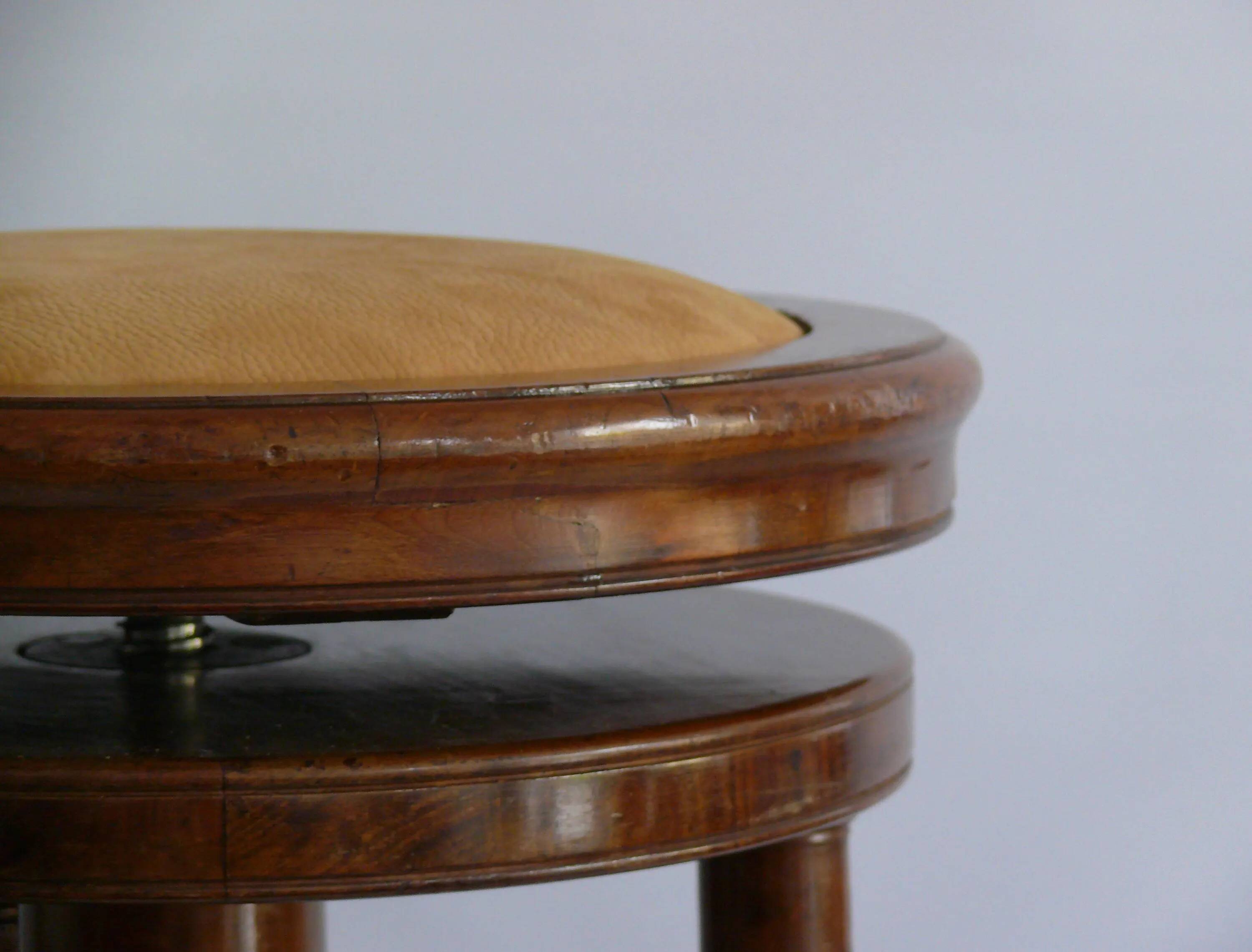 Solid wood, upholstered piano stool - Germany, first half of the 20th century