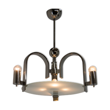 Machine age / functionalism chandelier, 1930s, restored