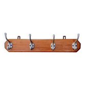 Portemanteau mural vintage en bois - 4 patères