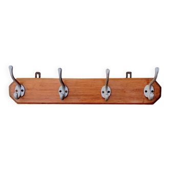 Vintage wooden wall coat rack - 4 hooks