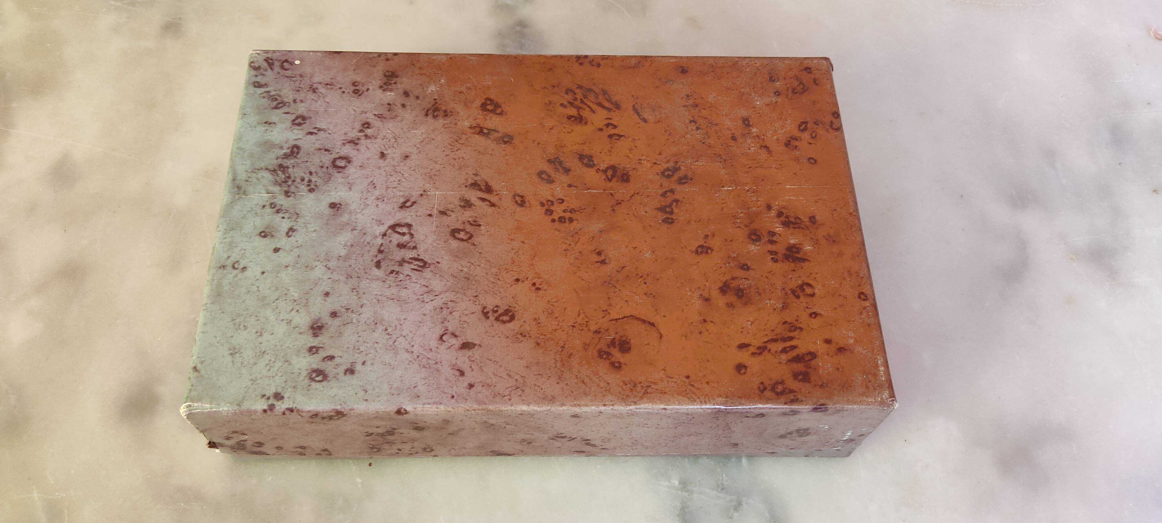 Magnifying glass and paper cutter box in leather and brass